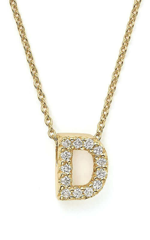 Roberto Coin Love Letter D Pendant Yellow Gold and Diamonds  001634AYCHXD