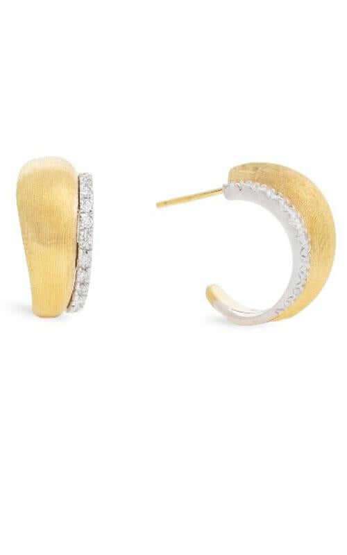 Marco Bicego Lucia Collection -18K Yellow Gold and Diamond Small Hoop Earrings (OB1680)