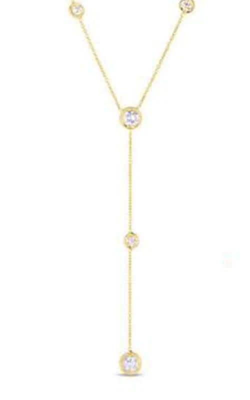 Roberto Coin 18k Yellow Gold Necklace with 5 Diamond Stations 5300014AYCHX0