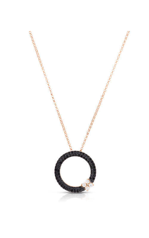 Roberto Coin Love In Verona 18kt Rose Gold Black Diamond Circle Necklace 8883164AB17X