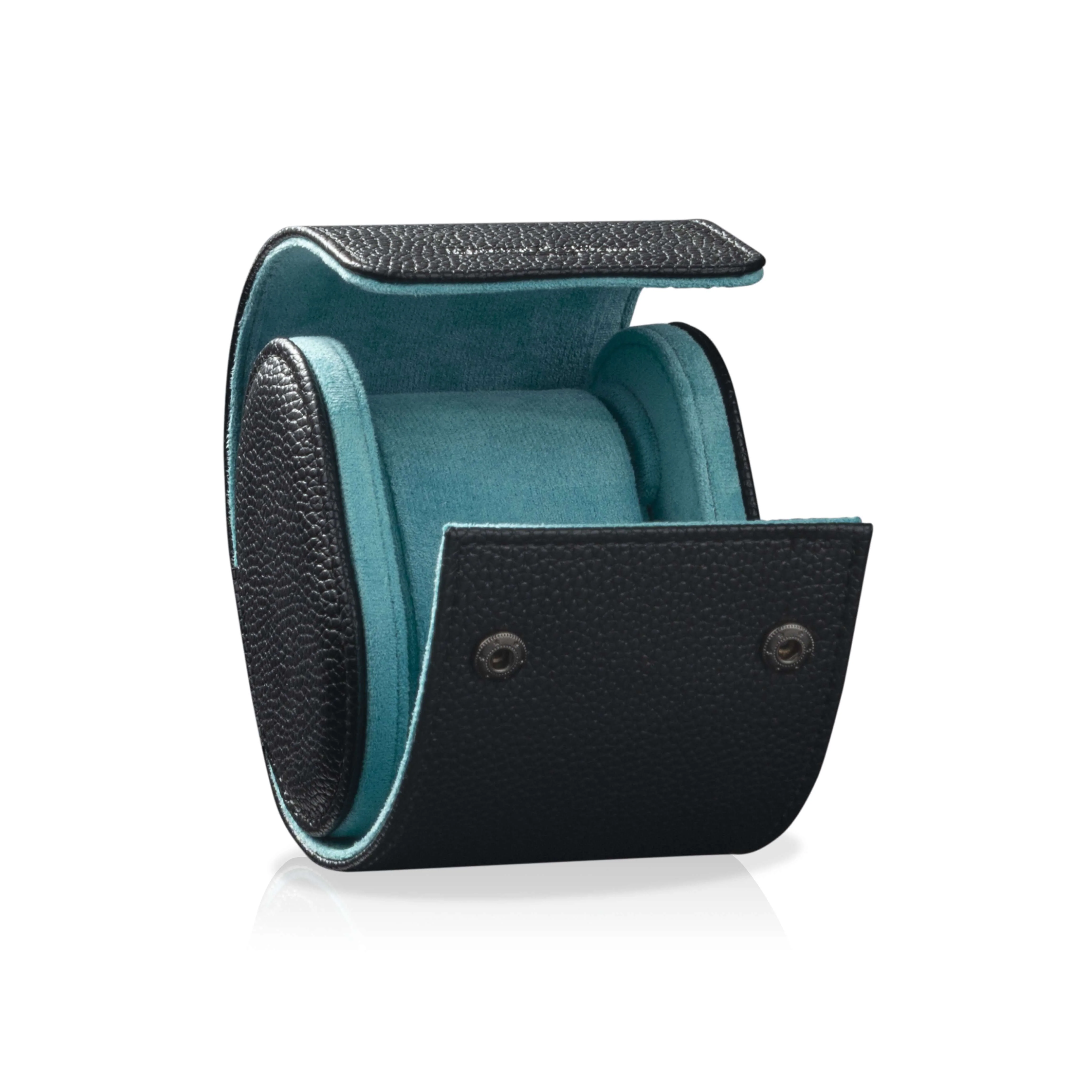 Charles Single Watch Roll Black & Turquoise