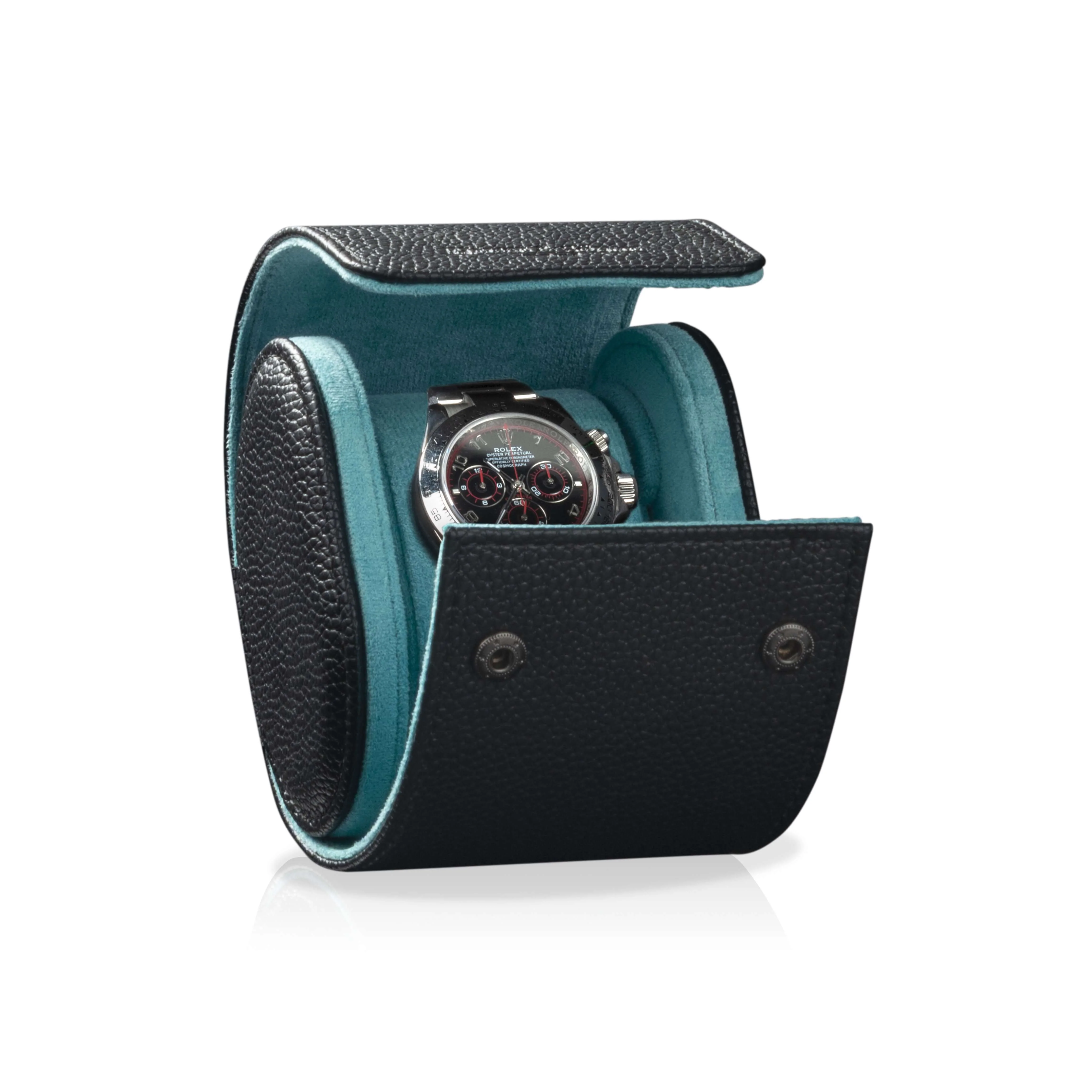 Charles Single Watch Roll Black & Turquoise - Image 3