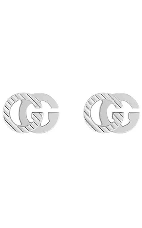 GUCCI GG RUNNING 7mm 18k White Gold Earrings YBD65221900200U
