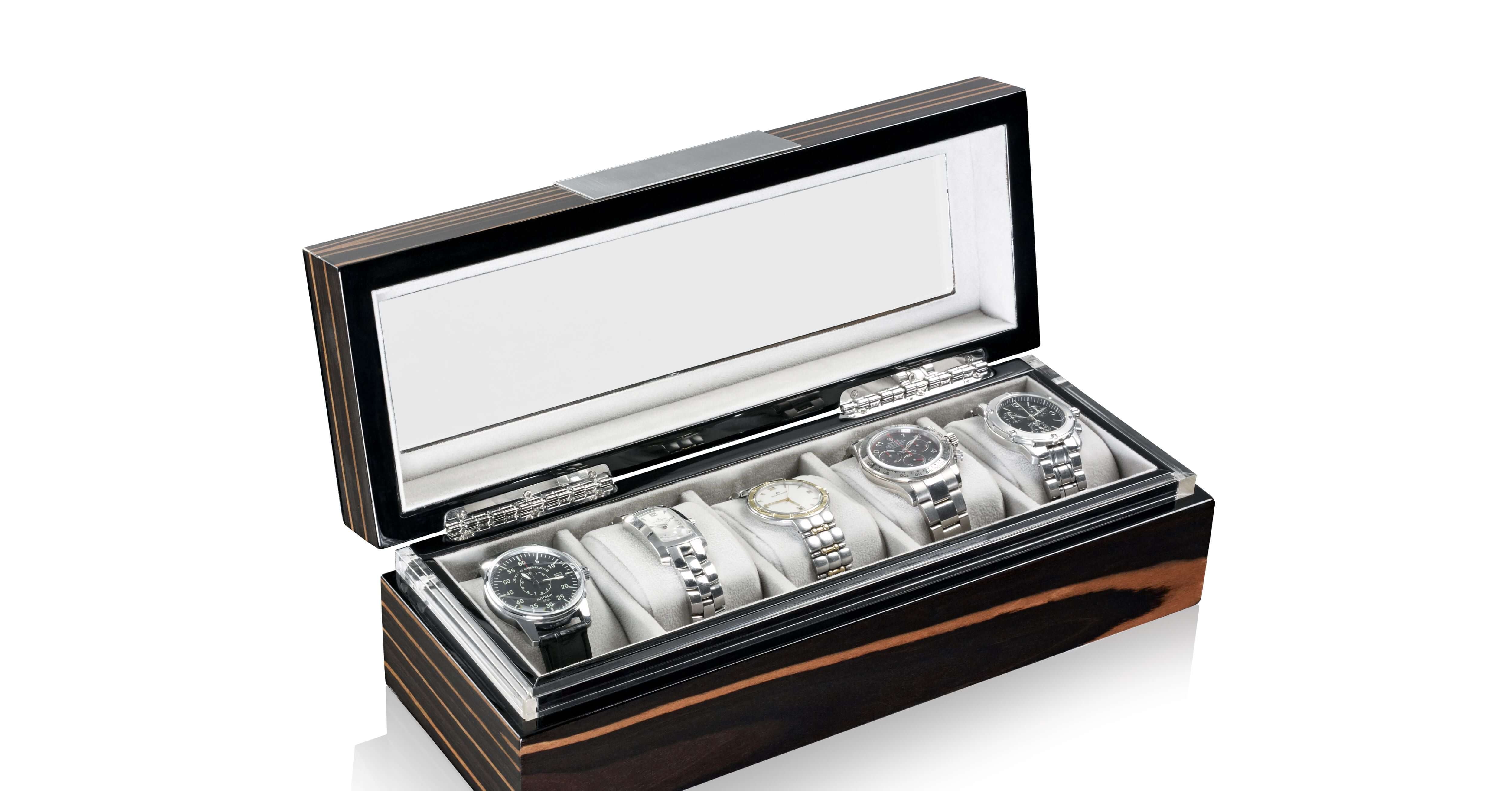 Executive 5 Watches Macassar & Gray Box