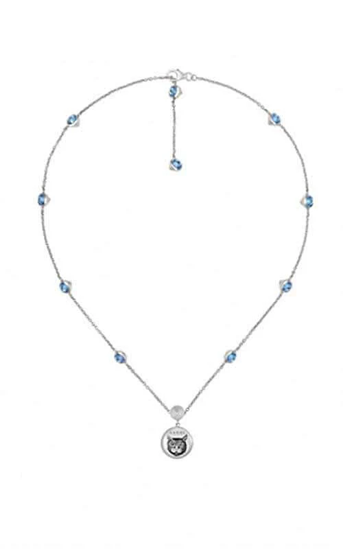 Gucci Blind For Love Silver with Blue Zirconia Necklace (YBB50217000100U)
