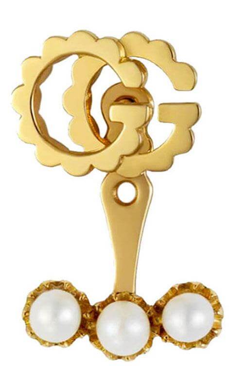 GUCCI GG Running 18k Yellow Gold & Pearls Earrings YBD48169300200U