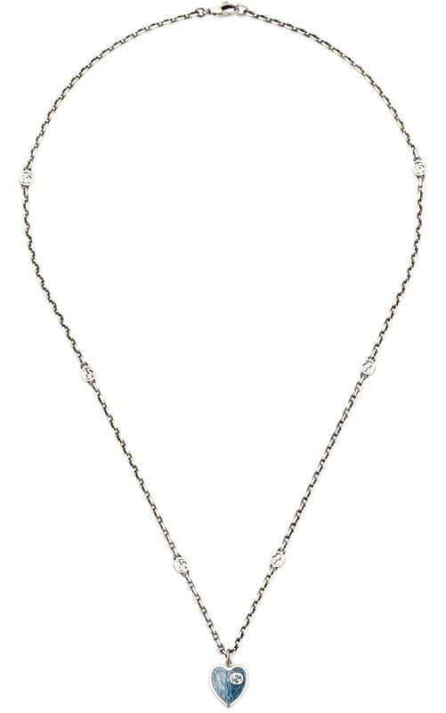 GUCCI Heart SILVER & BLUE ENAMEL Necklace YBB645545000200U - Image 2