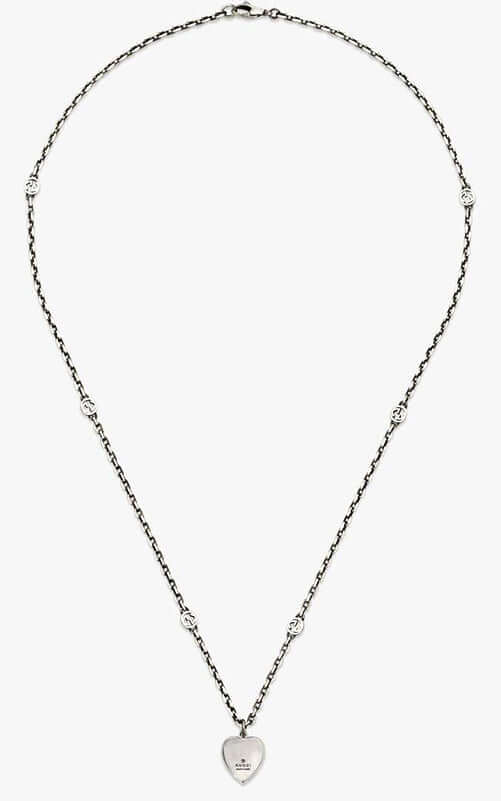 GUCCI Heart SILVER & BLUE ENAMEL Necklace YBB645545000200U - Image 3