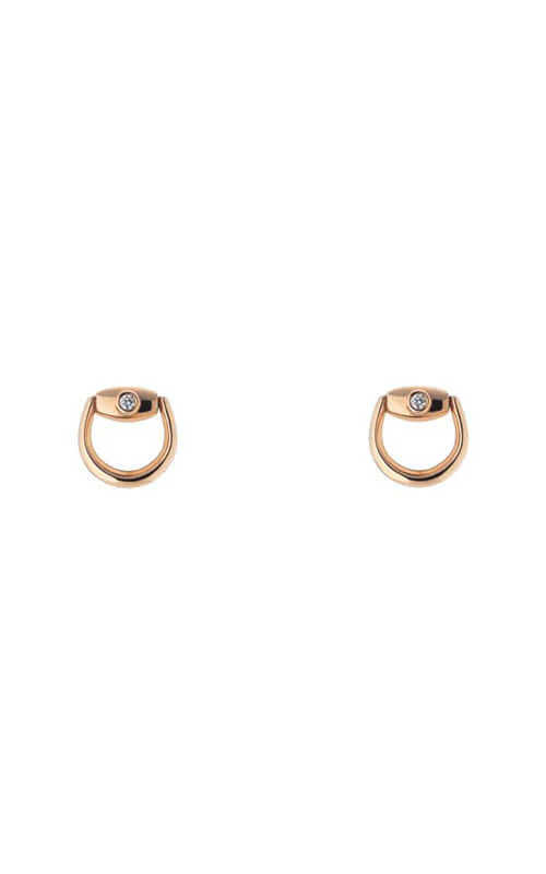Gucci Horsebit Stud Earrings Rose Gold & Diamonds YBD79616600100U