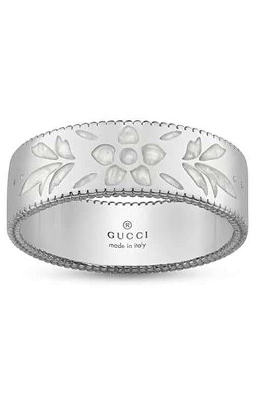 GUCCI Icon 18k White Gold & Enamel Ring YBC434525003013