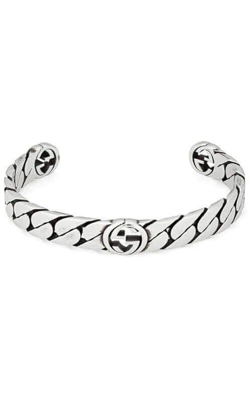 GUCCI Interlocking G Silver Bracelet Wide YBA661528001