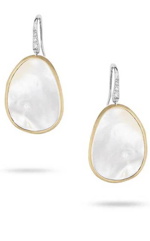Marco Bicego Lunaria Earrings Yellow Gold, White Mother of Pearl and Diamond (OB1343 AB MPW)