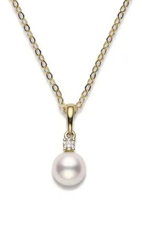 Mikimoto Akoya Cultured Pearl and Diamond Pendant – 18K Yellow Gold PPS802DK