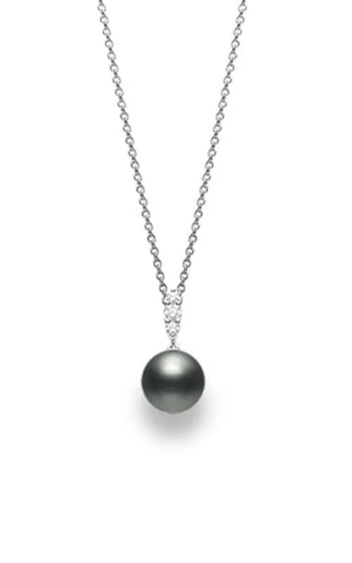 Mikimoto Morning Dew Black South Sea Pearl & Diamond Pendant MPA10383BDXW