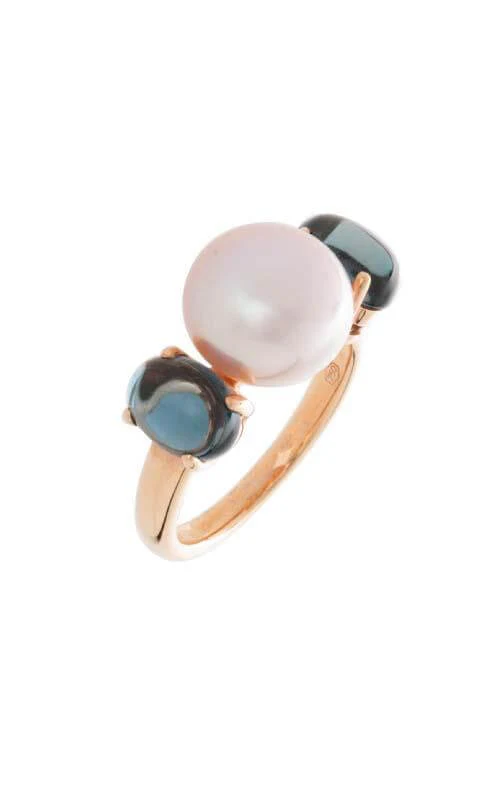 Mimí Leela Rose Gold, Blue Topaz and Violet Pearls Ring (O262R3T)