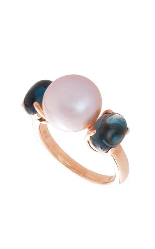 Mimí Leela Rose Gold, Blue Topaz and Violet Pearls Ring (O262R3T) - Image 2