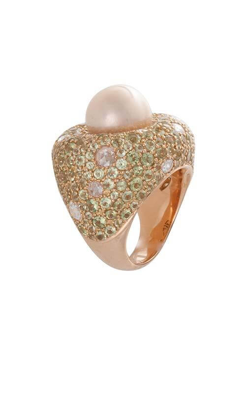 Mimi Via Gesu Rose Gold, Peridot, Diamonds and Pearl Ring (A404R3PB)