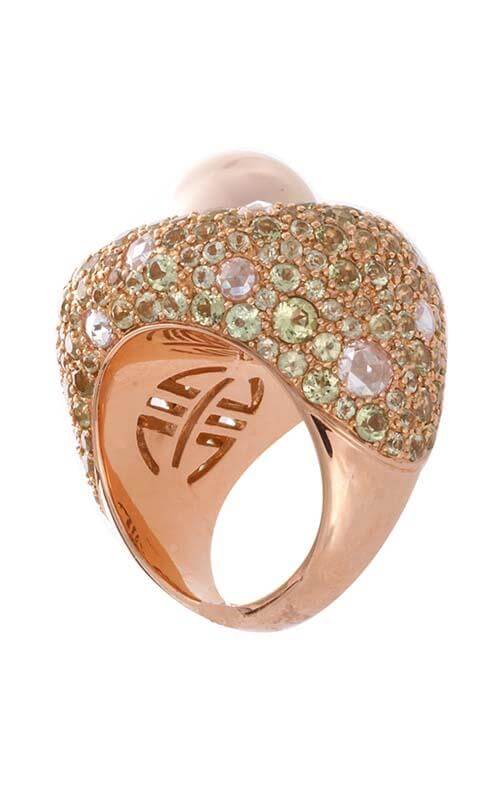 Mimi Via Gesu Rose Gold, Peridot, Diamonds and Pearl Ring (A404R3PB) - Image 2