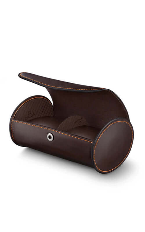 Omega Fine Leather Watch Box - Brown/Orange 7070320014