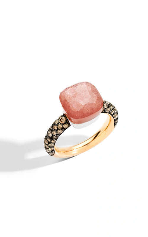Pomellato Nudo Classic Ring 18k Rose Gold Orange Moonstone/Brown Diamonds PAC0040O6BKRBRADO