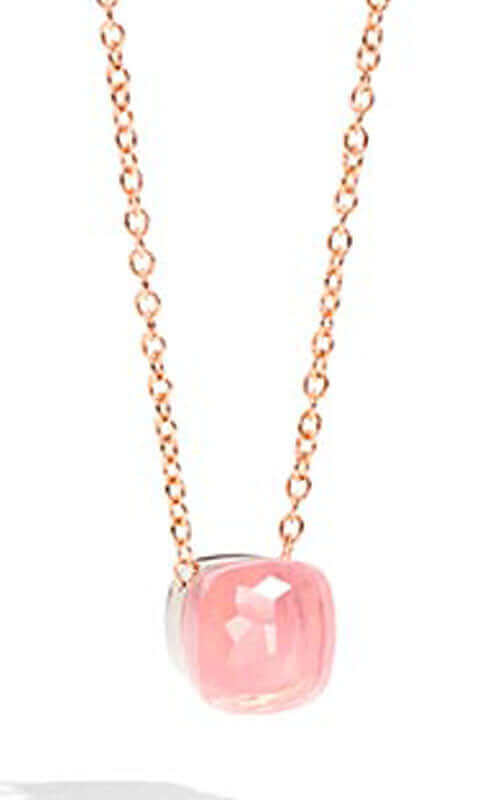 Pomellato 18k White/Pink Gold Rose Quartz Nudo Necklace FPCB6012O600000CQR