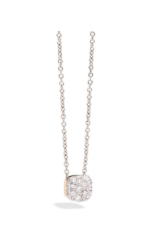 Pomellato Nudo Solitaire Pendant with Chain White Gold and Diamonds PCB7040O6000DB000