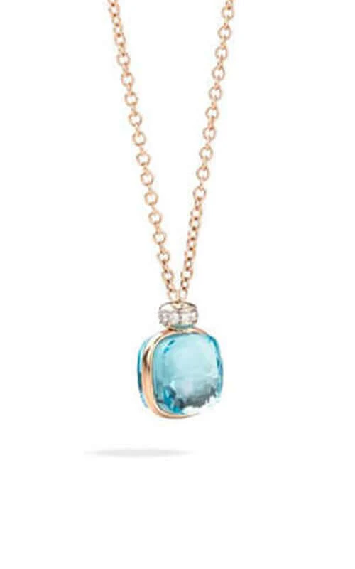 Pomellato Nudo Pink Gold Sky Blue Topaz and Diamond Necklace PCC2022O6WHRDB0OY