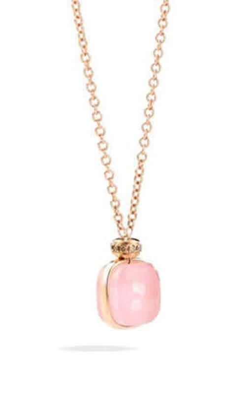 Pomellato Nudo Pink Gold Rose Quartz and Chalcedony Diamond Necklace PCC2022O7000BRCQR
