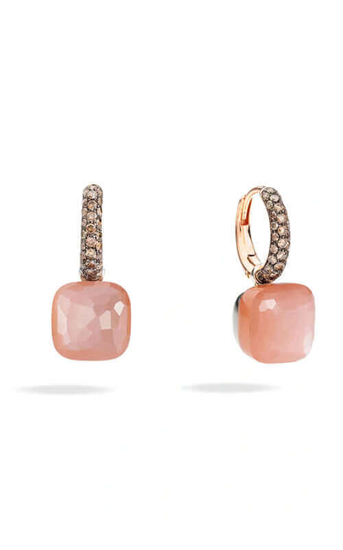 Pomellato Nudo Classic Earrings 18k Rose Gold with Orange Moonstone/Brown Diamonds POB4010O6BKRBRADO