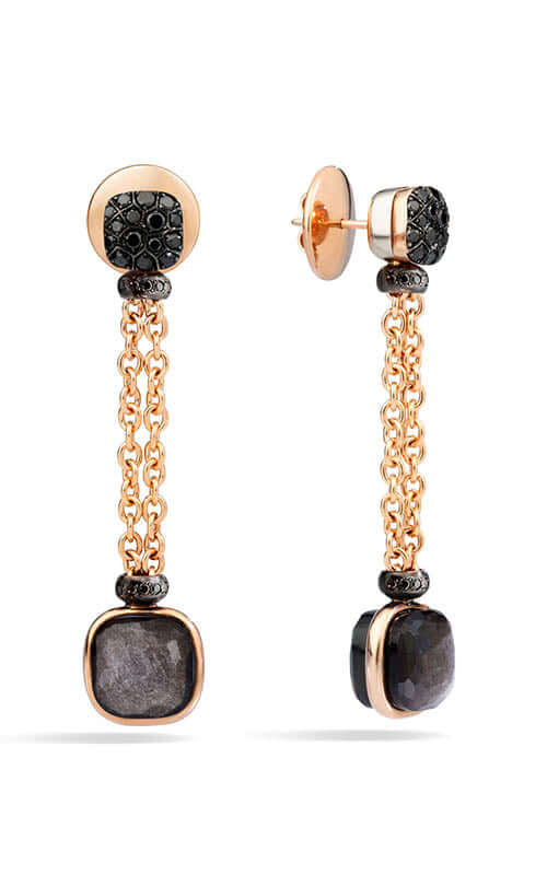 Pomellato Obsidian and Diamonds Nudo Earrings POB9050O6000DBKOS