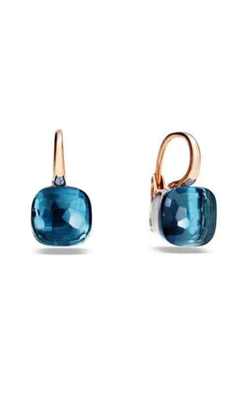 Pomellato Nudo Earrings Rose Gold, White Gold and Blue London Topaz POA1070O6000000TL