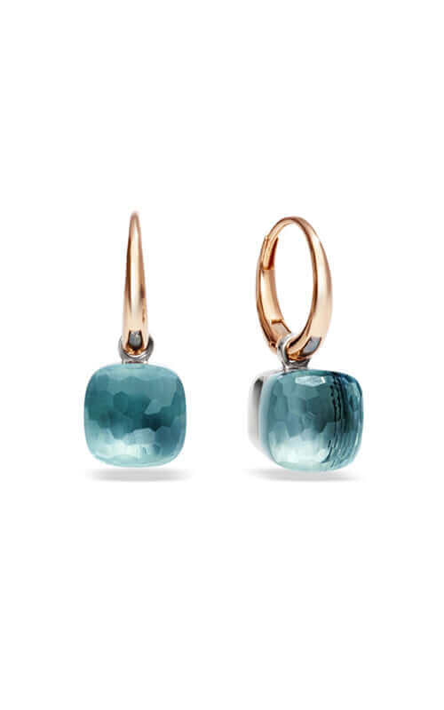 Pomellato Nudo Petite 18k Rose and White Gold Blue Topaz Earrings POB2010O6000000OY