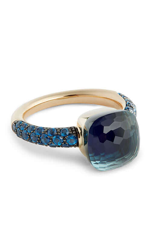 Pomellato 18k Pink Gold Blue Topaz/Lapis Nudo Ring PAB9040O6000TTKTL