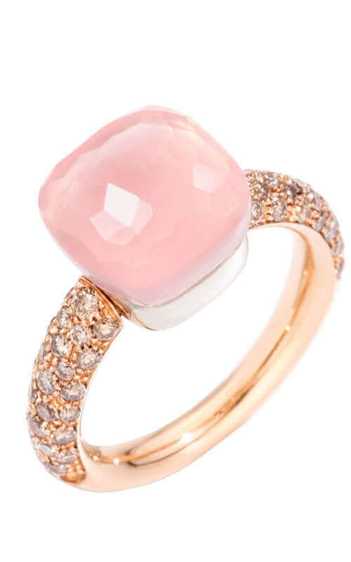 Pomellato Nudo 18k White/Pink Gold Rose Quartz & Diamonds  A.C004BRO6/QR