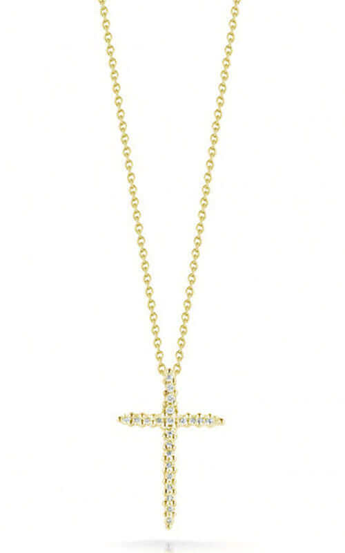 Roberto Coin Yellow Gold Diamond Sliver Cross Necklace 001618AYCHX0