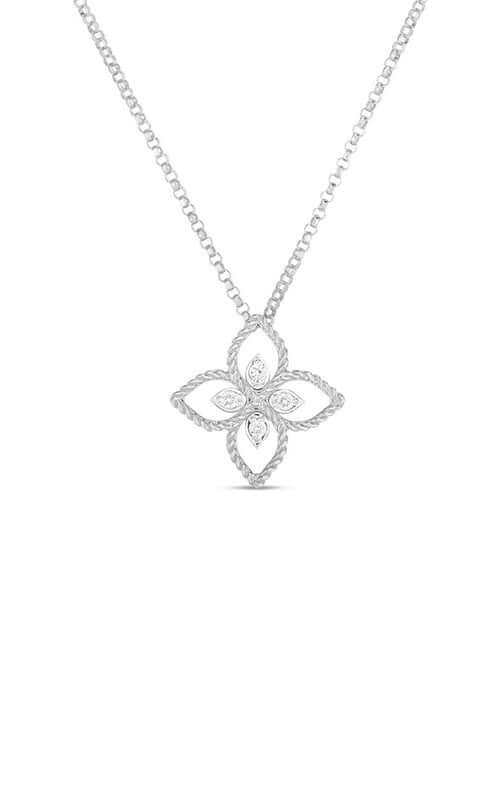 Roberto Coin 18K White Gold Principessa Open Flower Pendant With Diamonds 7772717AW17X
