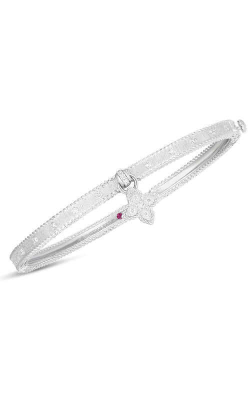 Roberto Coin 18K White Gold Symphony Princess Flower Charm Bangle 7772897AWBAX