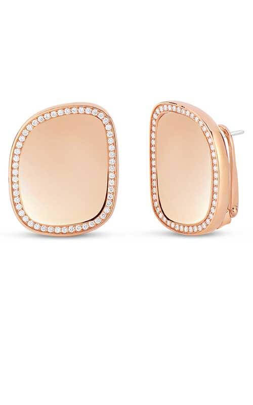 Roberto Coin Black Jade Collection Stud Earrings Rose Gold and Diamond (8881614AXERX)