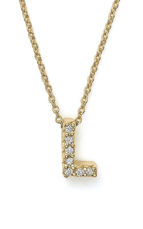 Roberto Coin Love Letter L Pendant Yellow Gold and Diamonds 001634AYCHXL
