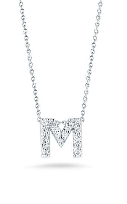 Roberto Coin Love Letter M White Gold and Diamonds Pendant (001634AWCHXM)