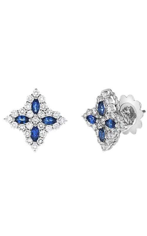 Roberto Coin Princess Flower Gold, Sapphire and Diamonds Stud Earrings (8882466AWERXS)