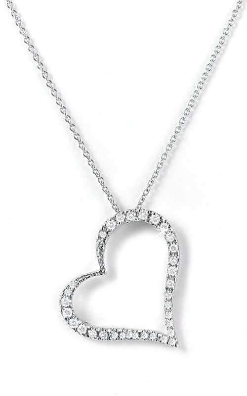 Roberto Coin Slanted Heart White Gold and Diamonds Pendant (001443AWCHX0)
