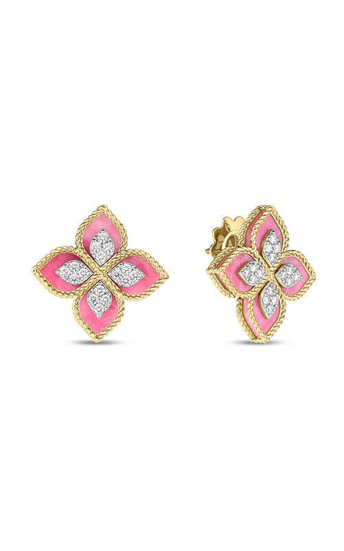 Roberto Coin Venetian Princess Diamond & Rhodonite Earrings 8883500AJERX