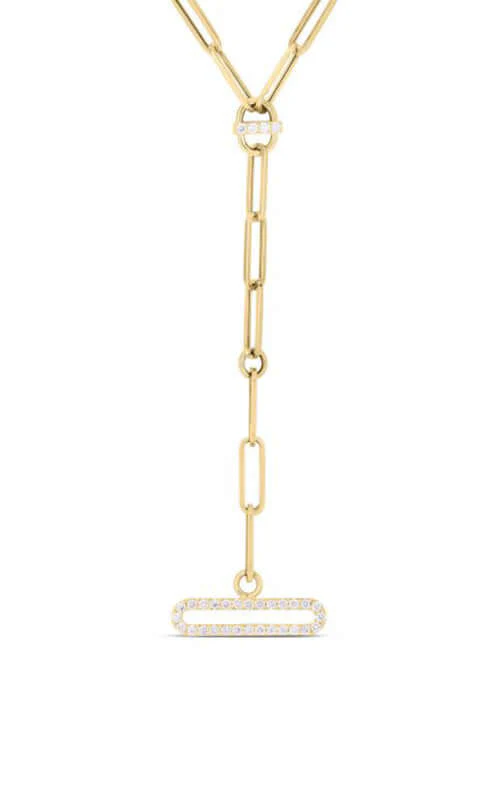 Roberto Coin Venetian Princess Gold & Diamonds Paperclip Necklace 7773509AY16X