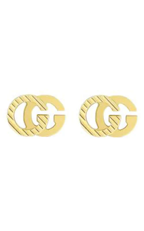 GUCCI GG RUNNING 7mm 18k Yellow Gold Stud Earrings YBD65221900100U